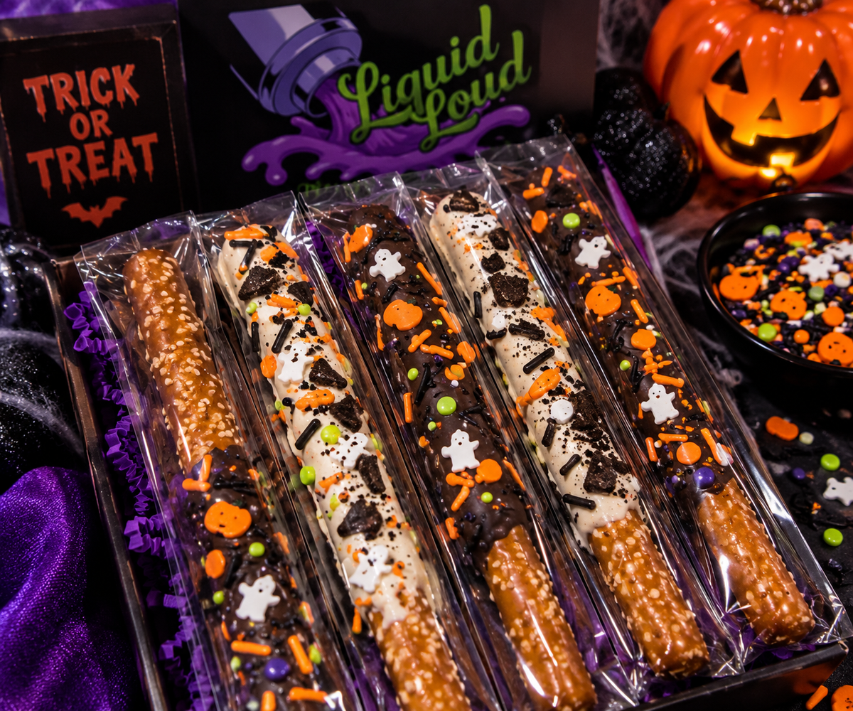Halloween Crunch infused chocolate pretzel rods